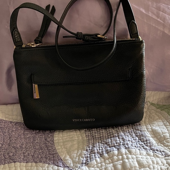 Vince Camuto Black Leather Crossbody 2 Pockets with separate zips - Picture 1 of 5